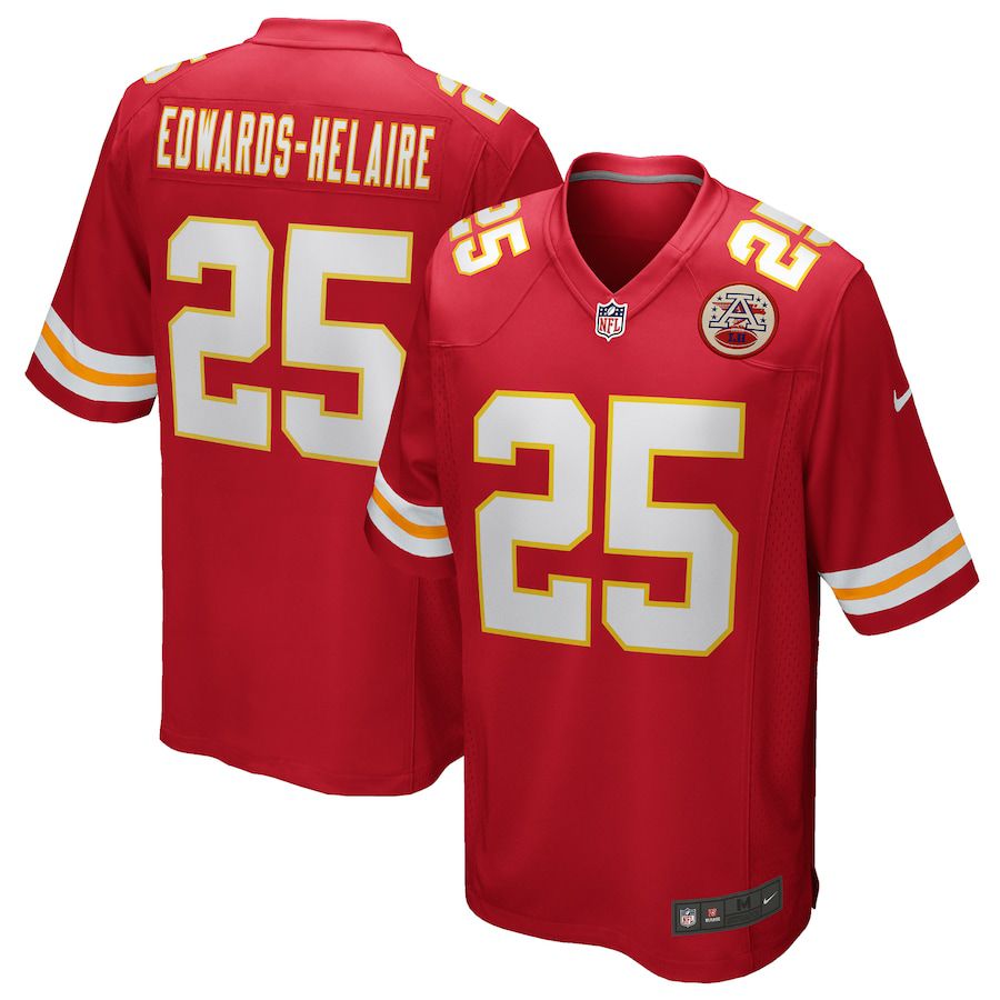 Men Kansas City Chiefs 25 Clyde Edwards-Helaire Nike Red Game NFL Jersey